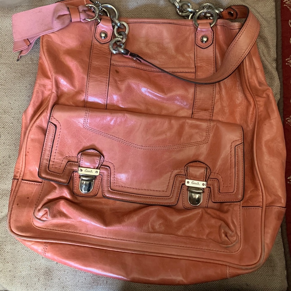 Coach purse-large leather shoulder bag